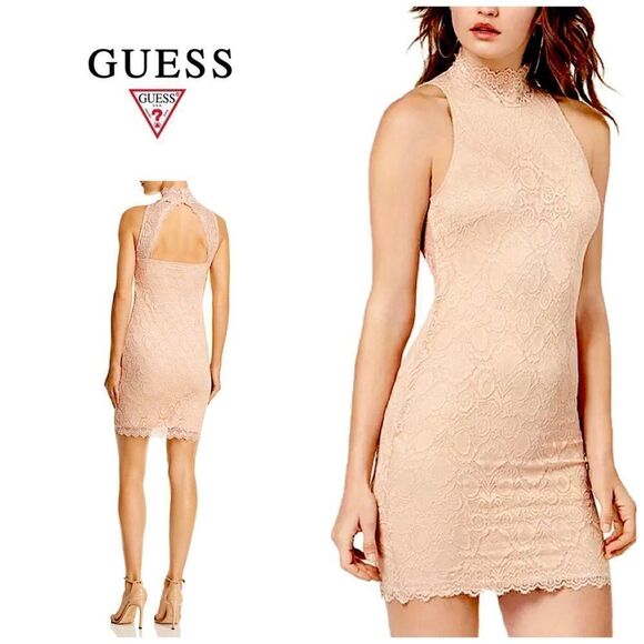 New GUESS blush stretch lace mini dress. NWT - Picture 16 of 16